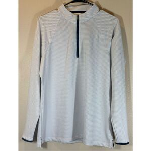 Peter Millar Quarter Zip Up Striped Long Sleeve Shirt Golf Shirt Women's Large